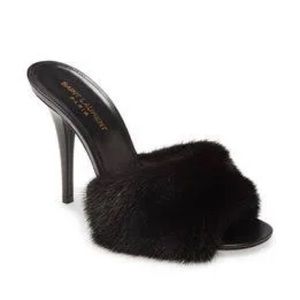 Saint Laurent Visione Femmina Mink Fur Mules